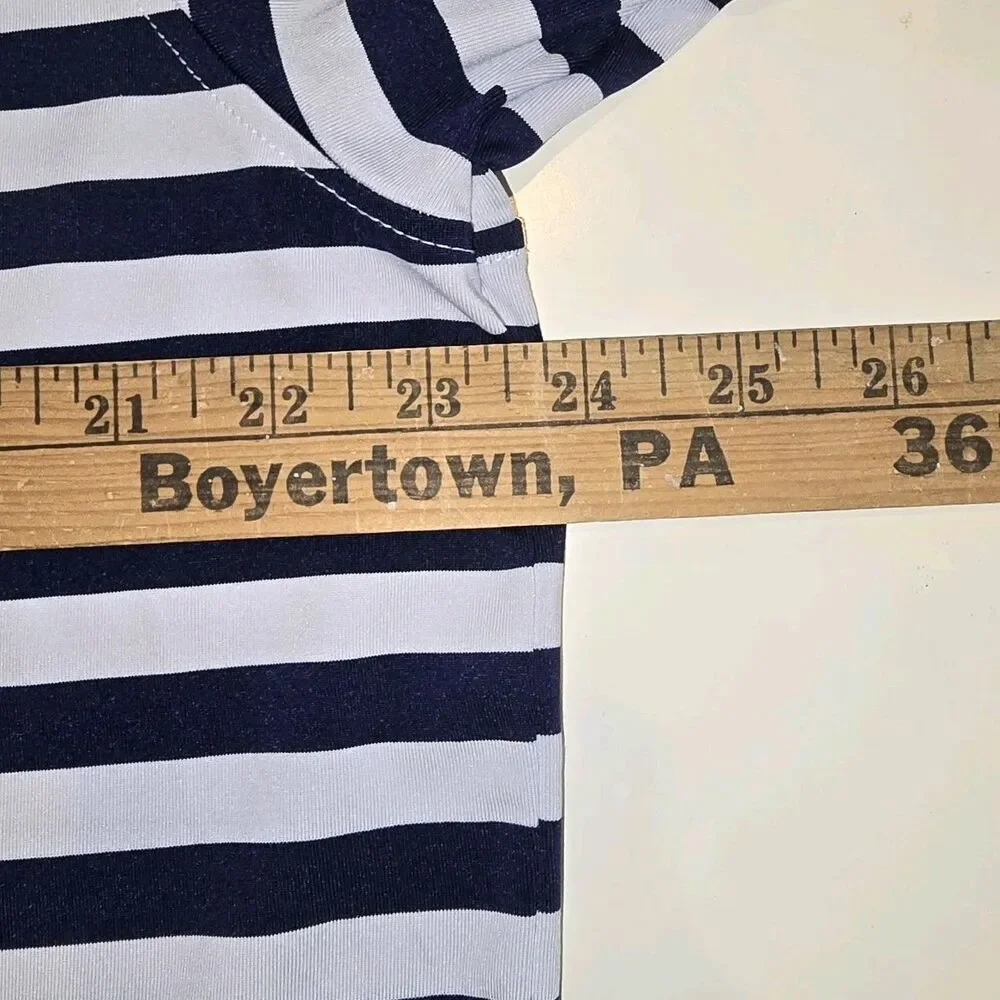Greyson Polo Shirt Men L Blue White Striped Short Sleeve Performance Preppy Golf